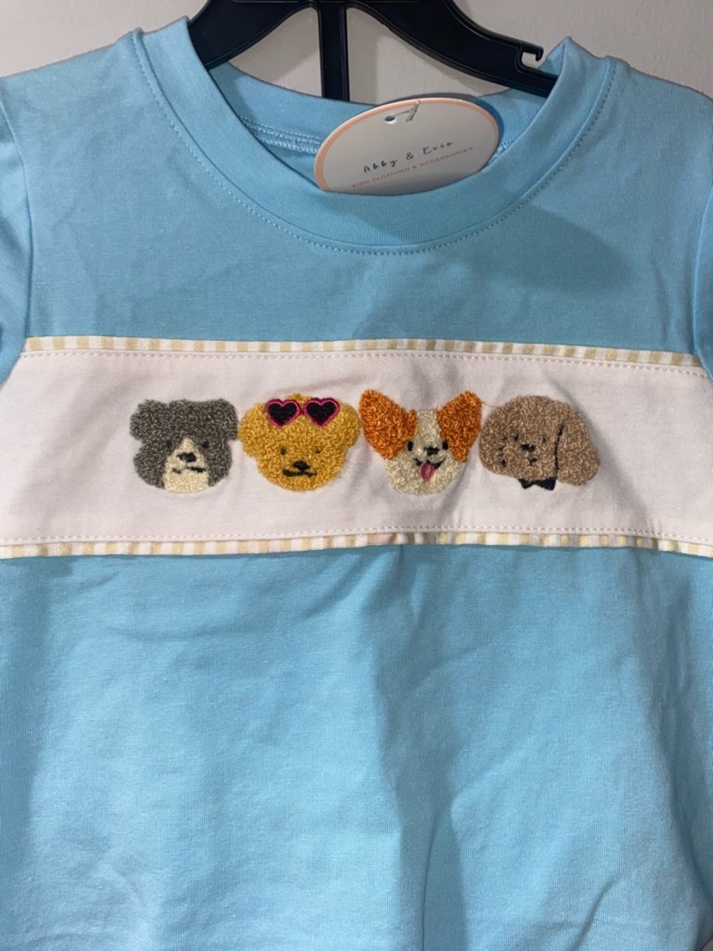 Light Blue Kids Set with Animal Smocking - Picture 2 of 6